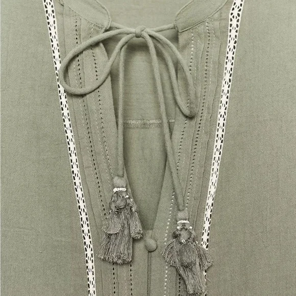 ZARA CONTRAST EMBROIDERY BLOUSE - Picture 7 of 7